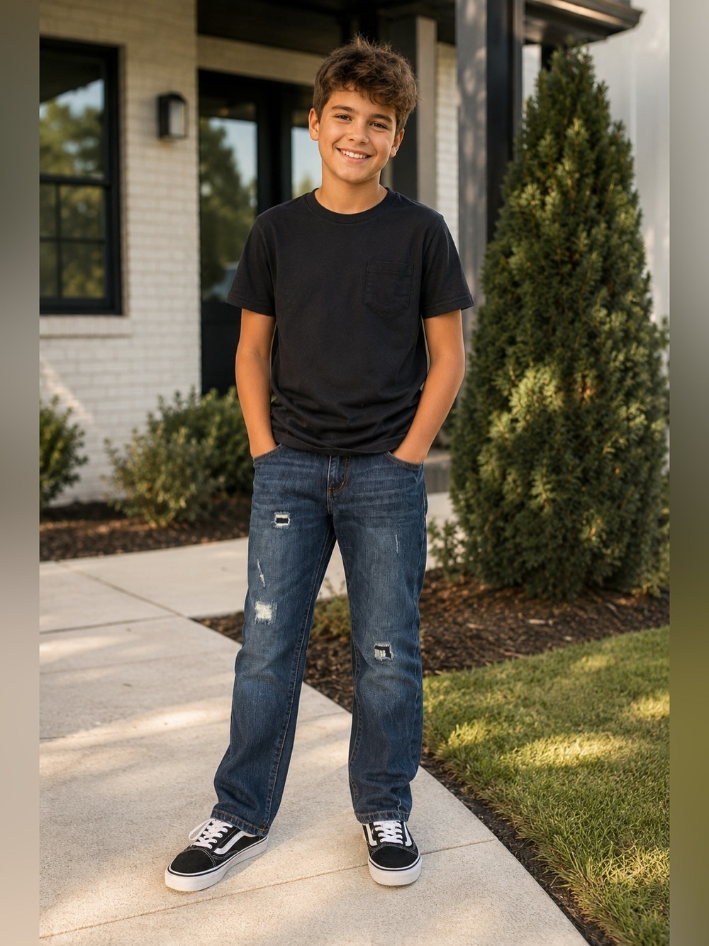 Boys Arizona Distressed Adjustable Waist Denim Jeans | Size 12 | Classic Blue